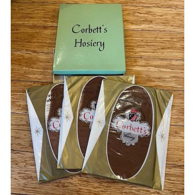 Vtg NOS Nylon Stockings 3 Pairs Corbett’s Hosiery 50/60s Small Prop In Orig Box