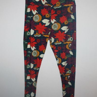 Womens Leggings Christmas Cloths Poinsettia Holiday Size Tall and Curvy Tc2