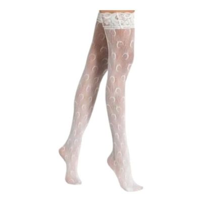White Thigh high Half Moon Stocking