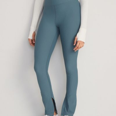 New Extra High-Waisted PowerSoft Rib-Knit Flare Leggings Size L