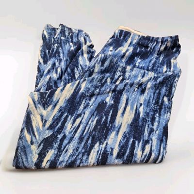 French Laundry Blue Black Waves Cropped Leggings Plus Size 3X