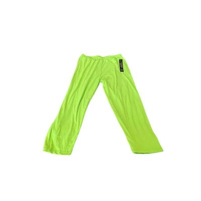 Women’s Plus Size Neon Green Elastic High Waist Capri Leggings
