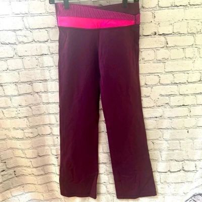 Lululemon Burgundy Red and Pink Boot Cut Style Leggings Size 8