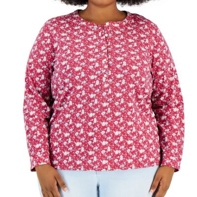 Style & Co Plus Size Floral-Print Henley Top - Repeat Petals 1X