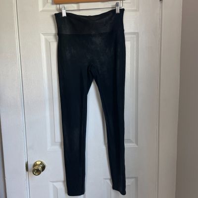 Spanx Shiny Faux Leather Leggings in Black Size L womens winter
