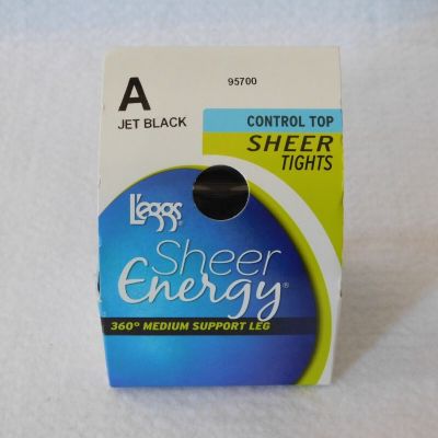 Legg's Sheer Energy Tights 1 Pair Control Top Sheer Tights Jet Black Size A