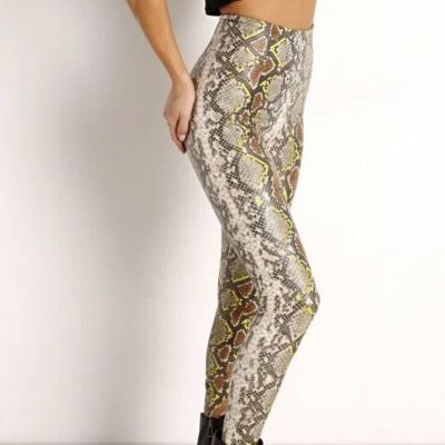 NEW Commando Faux Leather Animal Legging - Neon Snake - Small