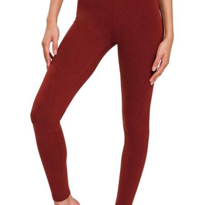 ZENANA Activewear Workout Full Length Leggings Cotton Blend Pull on