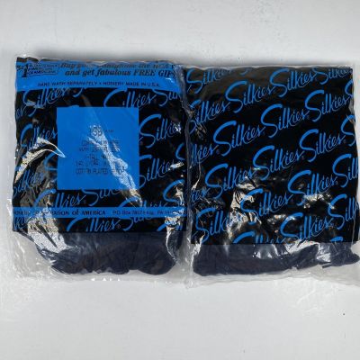NWT SILKIES 2 Pair Pantyhose Control Top Hose with Support Legs X-Tall NAVY 139