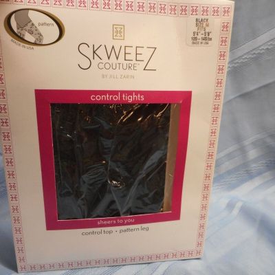 SKWEEZ COUTURE CONTROL TOP PATTERN LEG PANTYHOSE TIGHTS BLACK MEDIUM