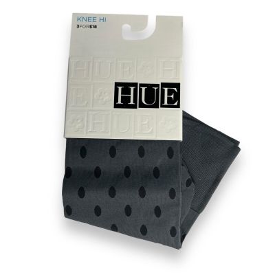 HUE 1 Pair Of Sheer Dot Opaque Knee Hi Thunder Womens One Size NEW