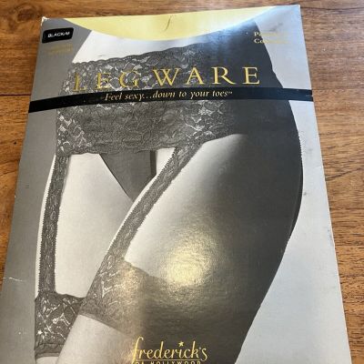Fredericks Of Hollywood Lace Top Suspender Pantyhose Vintage Black M Valentines