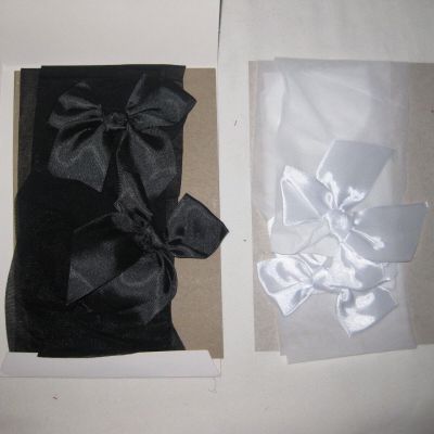 2pair sheer mesh thigh highs w/bows white & black nip