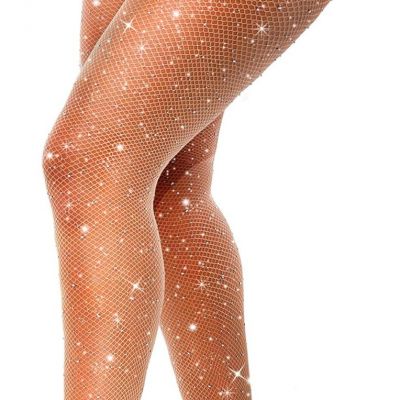 Sexy Sparkly Fishnets Stockings Jeweled High Waist Fishnet Tights for Women Rhin
