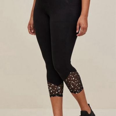 Torrid Size 5 Crop Signature Waistband Mesh Premium Legging - Black