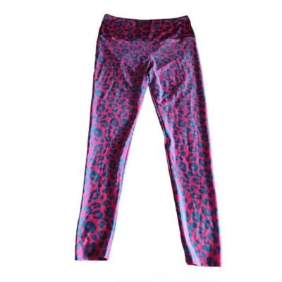 Goldsheep Size XXL Neon Pink Blue Leopard Print Leggings