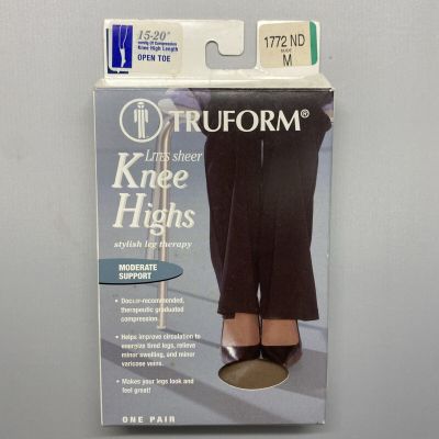 TRUFORM WOMENS STOCKINGS KNEE HIGH SHEER OPEN TOE 15-20 mmHg M NUDE (1772ND-M)