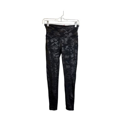 SPANX Black Camo Shiny Finish Leggings Size M