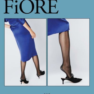 FIORE EST PATTERNED BACKSEAM METALIC BACKSEAM TIGHTS PANTYHOSE 3 SIZES BLACK
