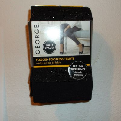 NEW GEORGE LADY'S FLEECE FOOTLESS TIGHTS in BLACK  w/ METALIC HIGHLIGHTS...#