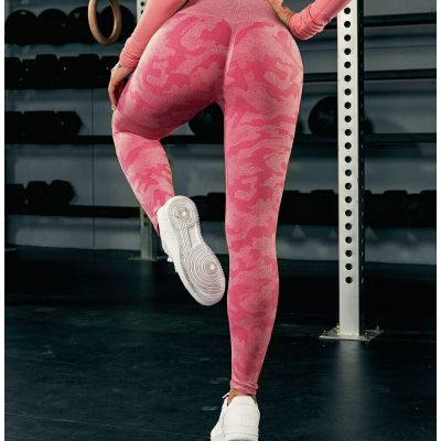DreamNow Pink Camouflage High Waisted Women Gym Workout Yoga Pants Leggings