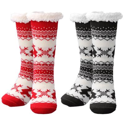 Women's Fleece Slipper Socks Cozy & Warm Sherpa Socks Non Slip with Grippers