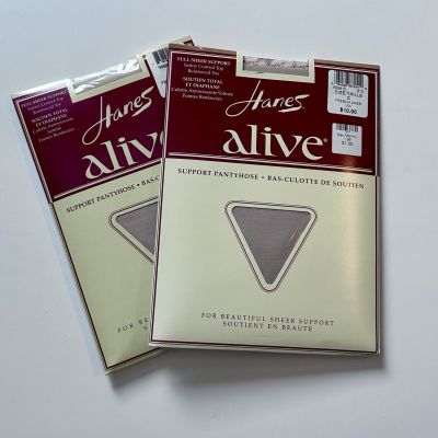 Hanes Alive Support Pantyhose Vintage Unopened Size C Sheer Neutral color