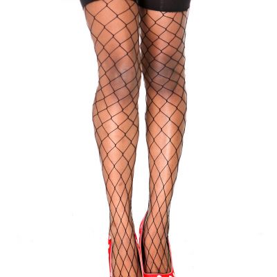 HOT TOPIC BLACK PLAIN TOP  DIAMOND BIG FISHNET THIGH HIGH STOCKINGS FOR GARTER