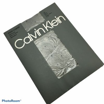 NOS Vintage Calvin Klein Point d'Esprit Sheer to Waist Pantyhose Black Dot Sz A