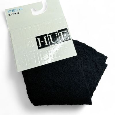 Hue Womens Textured Diamond Knee Highs One Size Black 1 Pair New