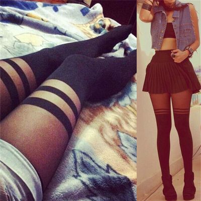 Black Sexy Women Temptation Sheer Mock Suspender Tights Pantyhose Stockings.t-vd