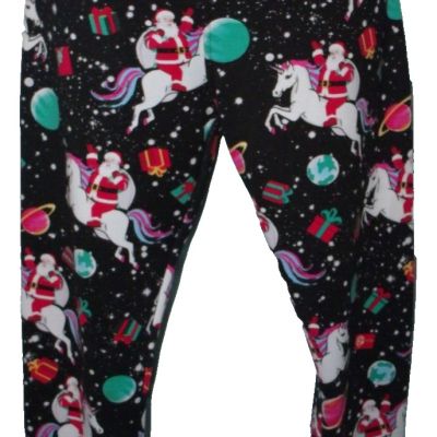 NO BO Multicolor Christmas Santa Print High Rise Knit Leggings Size XL Juniors