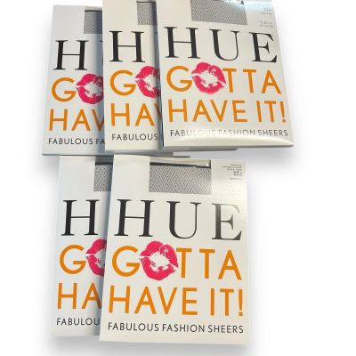 HUE Gotta Have It Fashion Sheers CT Tights Black Size 3 Herringbone NWT 5 Pair