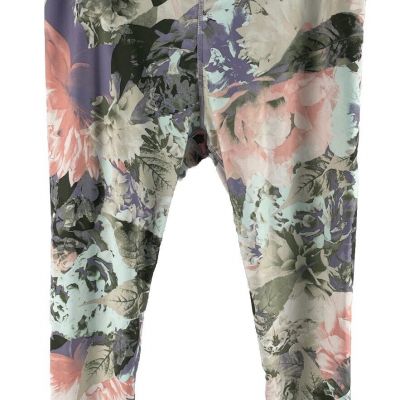 Fabletics Leggings Floral Ankle Pants Workout Wear Sports Back Zip Pocket Sz M