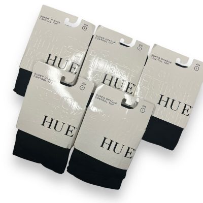 Hue Womens Super Opaque With Control Top Tights Size 1 Black U6620A 5 Pair