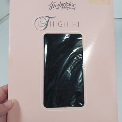 Vintage NIP  Fredericks Of Hollywood Black fish net Medium Thigh High  Stocking