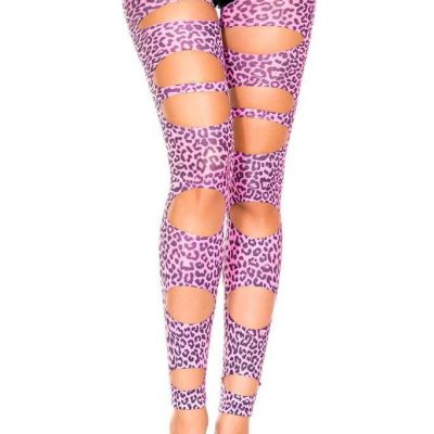 sexy MUSIC LEGS cutout LEOPARD print LEGGINS footless TIGHTS stockings PANTYHOSE