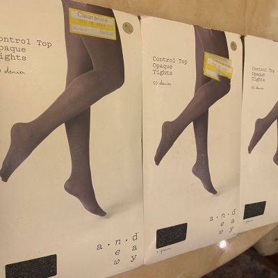 A NEW DAY BEAUTIFUL ELEGANT SEXY CONTROL TOP OPAQUE TIGHTS WOMEN LOT 3 SIZE M/L