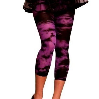 1168 Sexy Tie Dye Purple Capri Rave Workout Leggings Nylon Pants Rave One Size