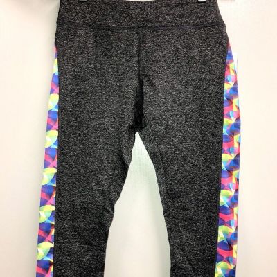 NWT Medium Lularoe Jade Capri Workout Leggings. HEATHERED CHARCOAL wBrite Bands