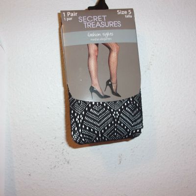 NEW SECRET TREASURES LADY'S  BLACK FASHION TIGHTS w/ LG. DIAMOND DESIGN