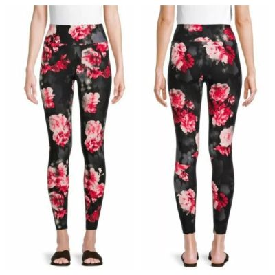 No Boundaries Plus Sz. Black & Red Floral High Rise Soft Sueded Leggings Sz XXXL