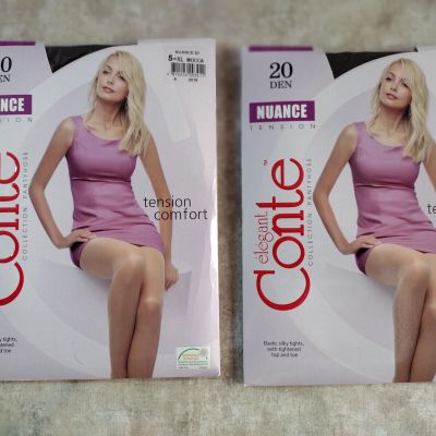 Elegant Conte Nuance Pantyhose 20 Den - Mocca - Size: 5XL - 2 Pairs - Sexy!