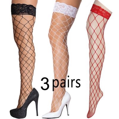 Hot Fashion 3 Pairs Sexy Fishnet Stockings Thigh High Socks Lace Beautiful Leg