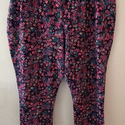 Woman Within Black Floral Print Pullon Legging Pants Women’s Size 2X (26-28)