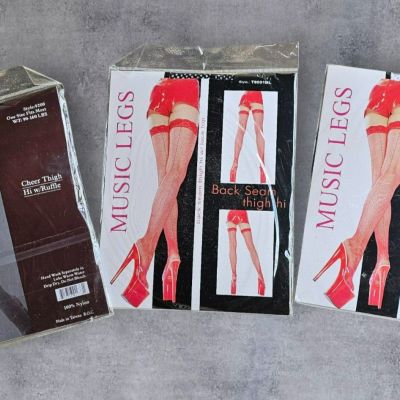 Brand New Diamond Net Thigh High Stockings Music Legs Lot of 3 Panty Hose