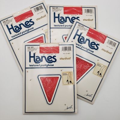 4x Hanes Textured Pantyhose Really Red Stardust Backseam Size B Light Controltop