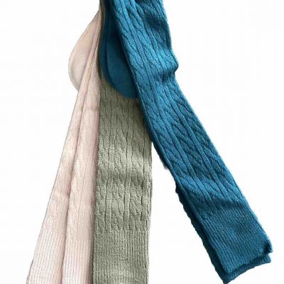 Teehee Long Thigh Highs Over The Knee Cable Socks Pink Khaki Teal
