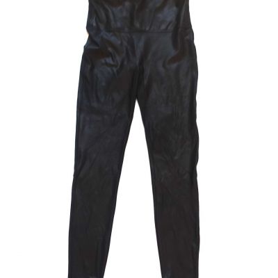 SPANX Leggings Faux Leather  Solid Black Women Size XL Classic Athletic