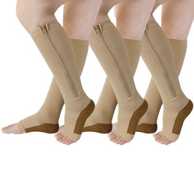 Compression Socks Foot Support Stockings Knee High Leg Calf Zipper Pain Relief